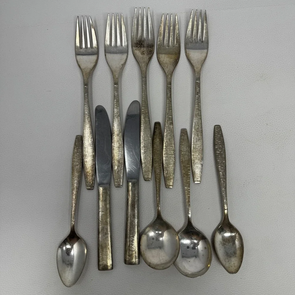 TWA Airline Flatware Lot 11 Oneida Intl Silver Co Forks Spoons Knives Vintage